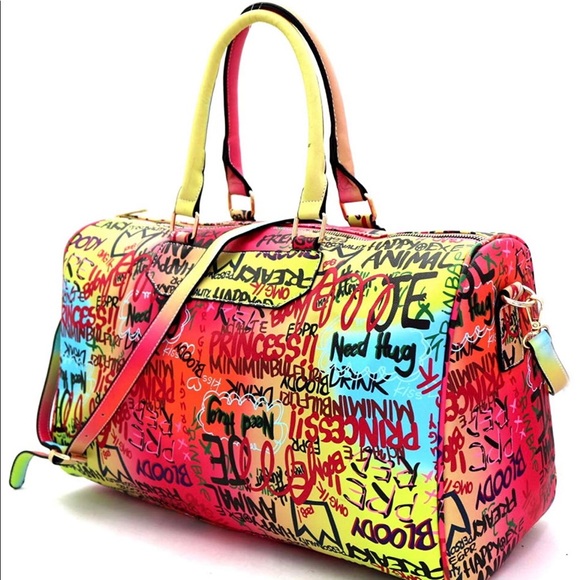 👑 Psychedelic Yellow Travel Duffel Bag 👑 - Picture 3 of 3
